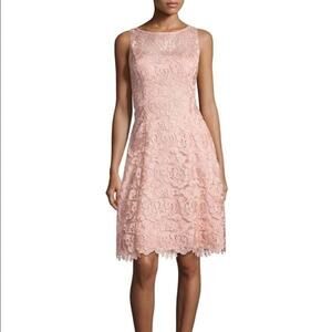 Aidan Mattox Pink Metallic Lace A Line Dress Size 4